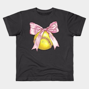 Cute softball with bow Kids T-Shirt